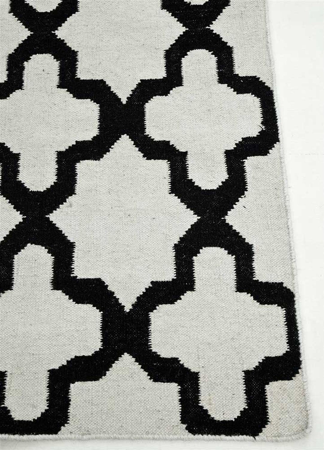 Tapis en laine - 240 x 150 cm - noir et blanc