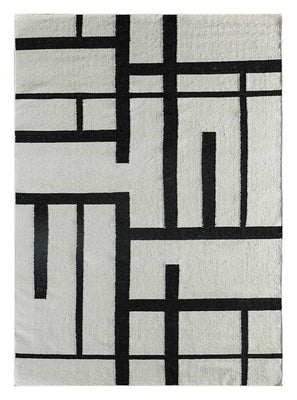 Tapis en laine - 240 x 150 cm - noir et blanc