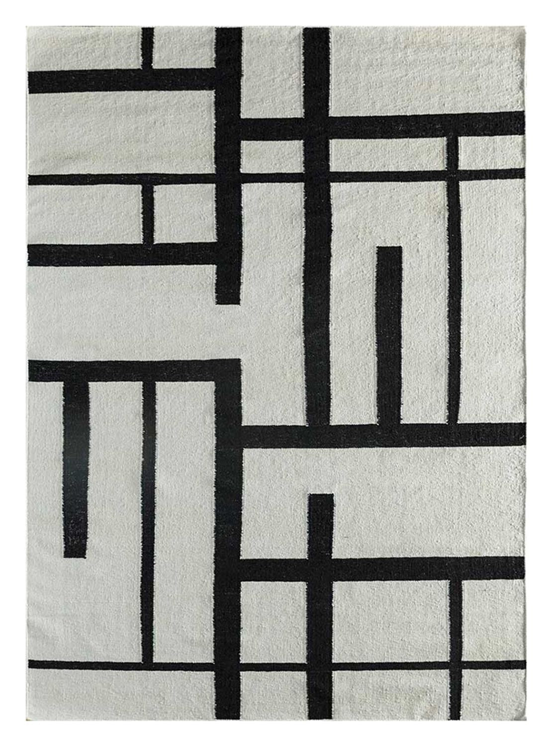 Tapis en laine - 240 x 150 cm - noir et blanc