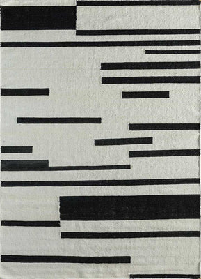 Tapis en laine - 240 x 150 cm - noir et blanc