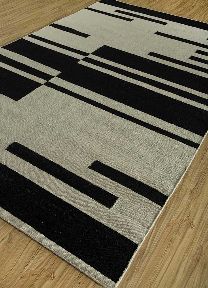 Tapis en laine - 240 x 150 cm - noir et blanc