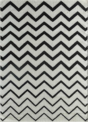 Tapis en laine - 240 x 150 cm - noir et blanc