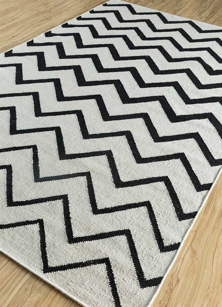 Tapis en laine - 240 x 150 cm - noir et blanc