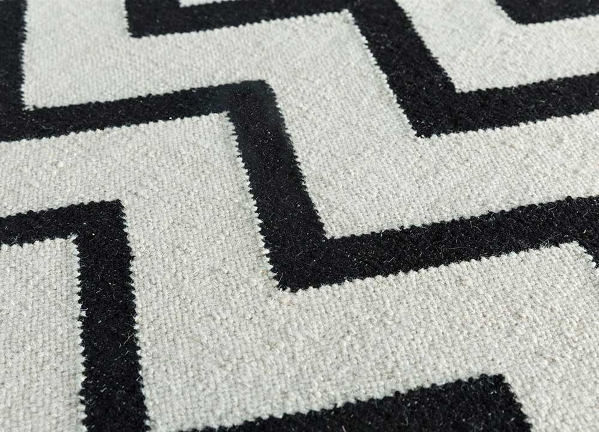 Tapis en laine - 240 x 150 cm - noir et blanc