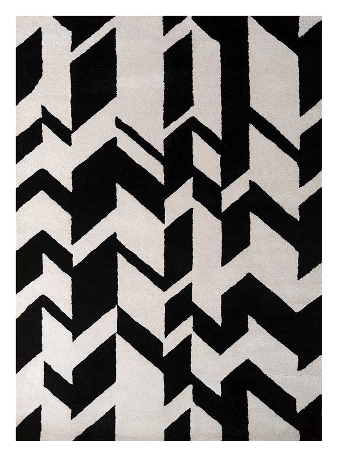 Tapis en laine - 235 x 148 cm - noir et blanc