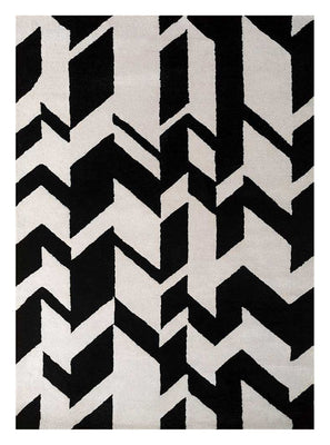 Tapis en laine - 235 x 148 cm - noir et blanc