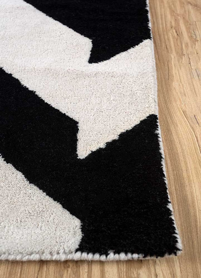 Tapis en laine - 235 x 148 cm - noir et blanc