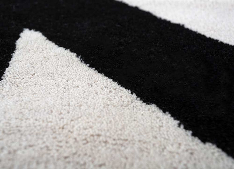 Tapis en laine - 235 x 148 cm - noir et blanc