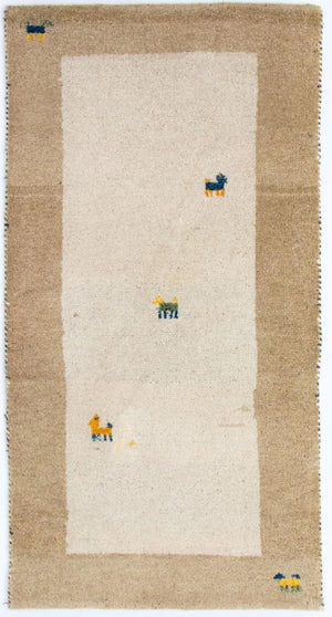 Tapis Gabbeh - Indus - 140 x 70 cm - beige