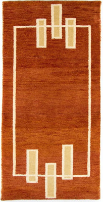 Tapis Gabbeh - Indus - 140 x 70 cm - rouille