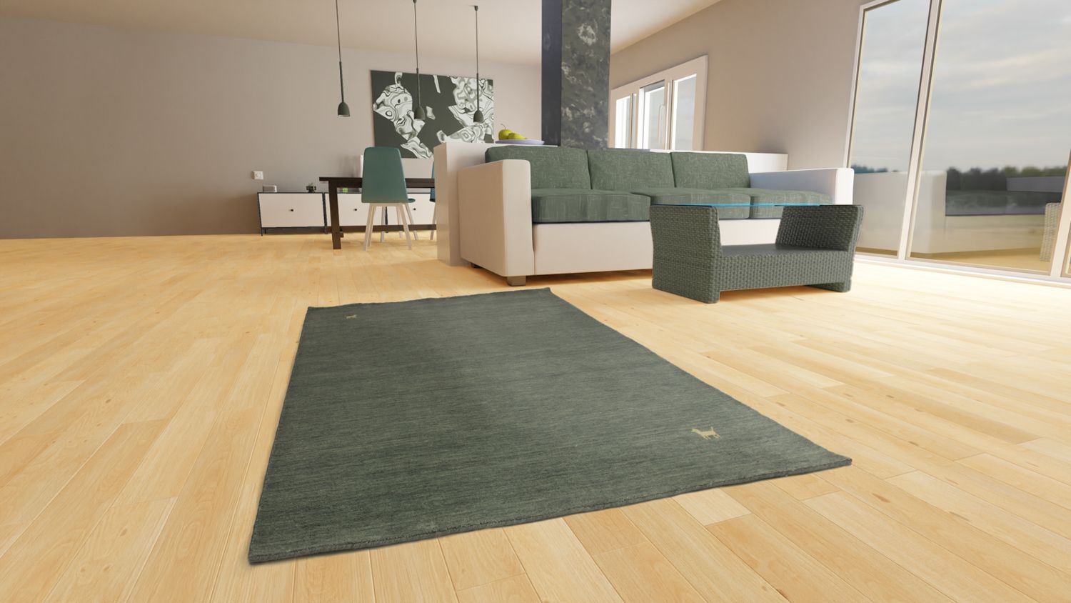 Tapis Gabbeh - Indus - 250 x 200 cm - gris