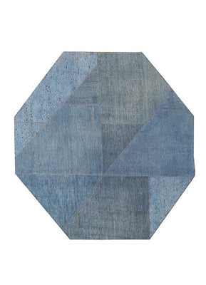 Tapis en laine originale  - 180 x 180 cm - bleu