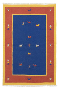 Tapis Kelim - Tendance - 200 x 140 cm - bleu