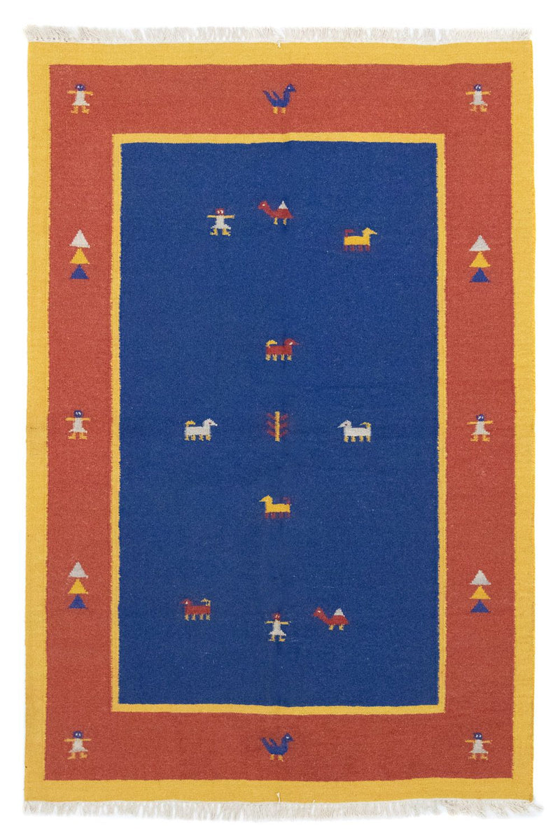 Tapis Kelim - Tendance - 200 x 140 cm - bleu