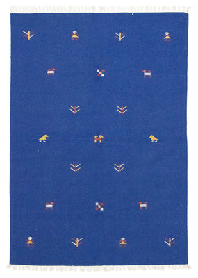 Tapis Kelim - Tendance - 200 x 140 cm - bleu