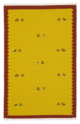Tapis Kelim - Tendance - 180 x 120 cm - jaune