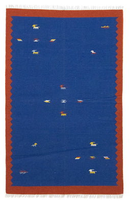 Tapis Kelim - Tendance - 180 x 120 cm - bleu