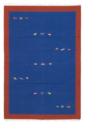 Tapis Kelim - Tendance - 180 x 120 cm - bleu