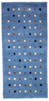 Tapis Népalais - 140 x 70 cm - bleu clair