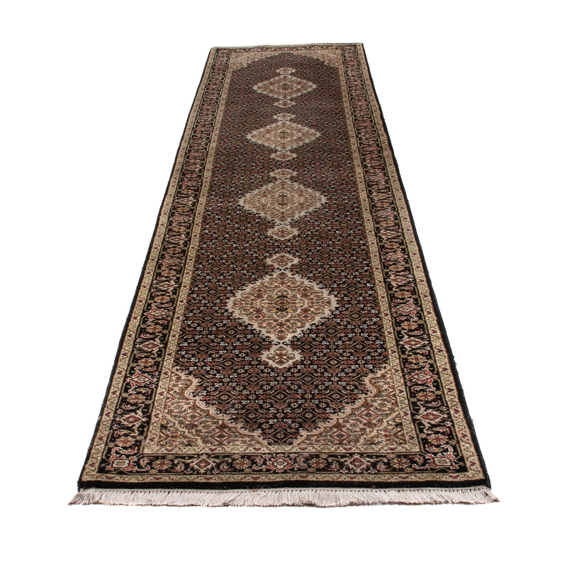 Tapis de couloir Tapis oriental - Tabriz - 372 x 81 cm - noir