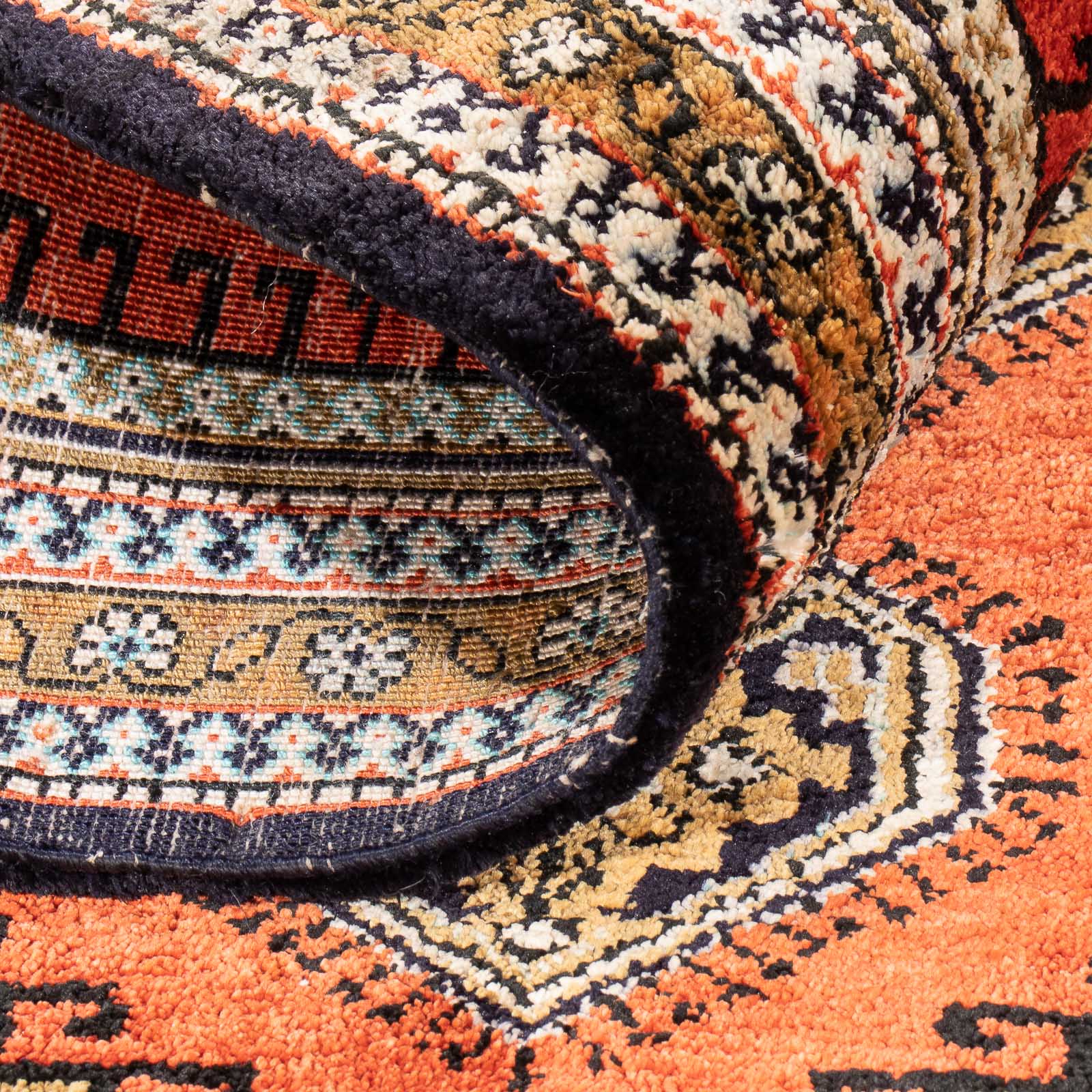Tapis en soie - Ghom soie - Premium - 77 x 56 cm - orange