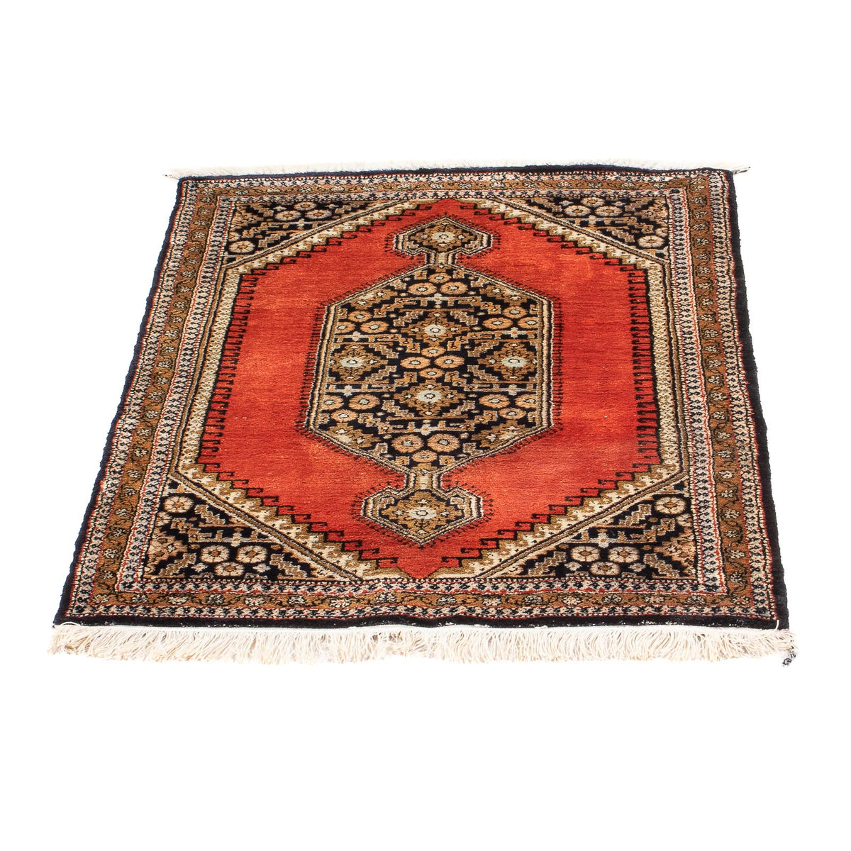 Tapis en soie - Ghom soie - Premium - 77 x 56 cm - orange