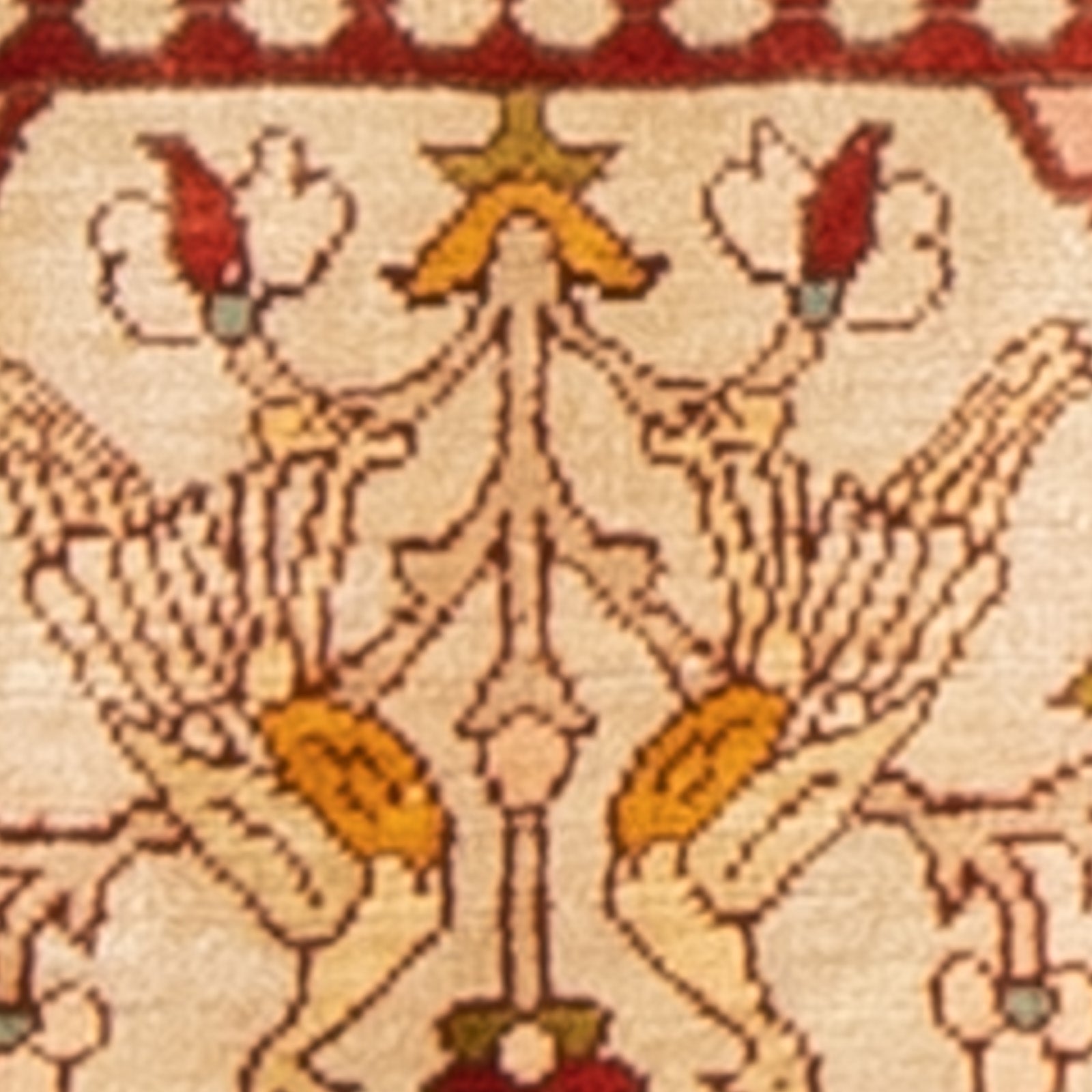 Tapis oriental - Hereke carré  - 17 x 25 cm - beige