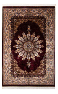 Tapis persan - Ghom - 230 x 150 cm - rouge vin