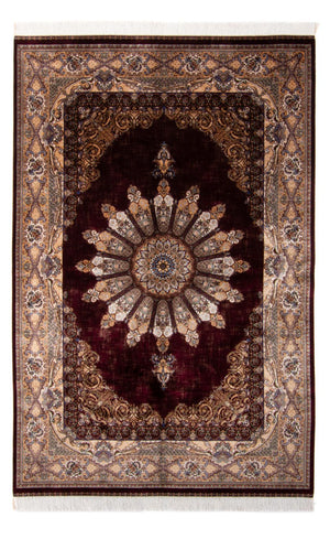 Tapis persan - Ghom - 230 x 150 cm - rouge vin