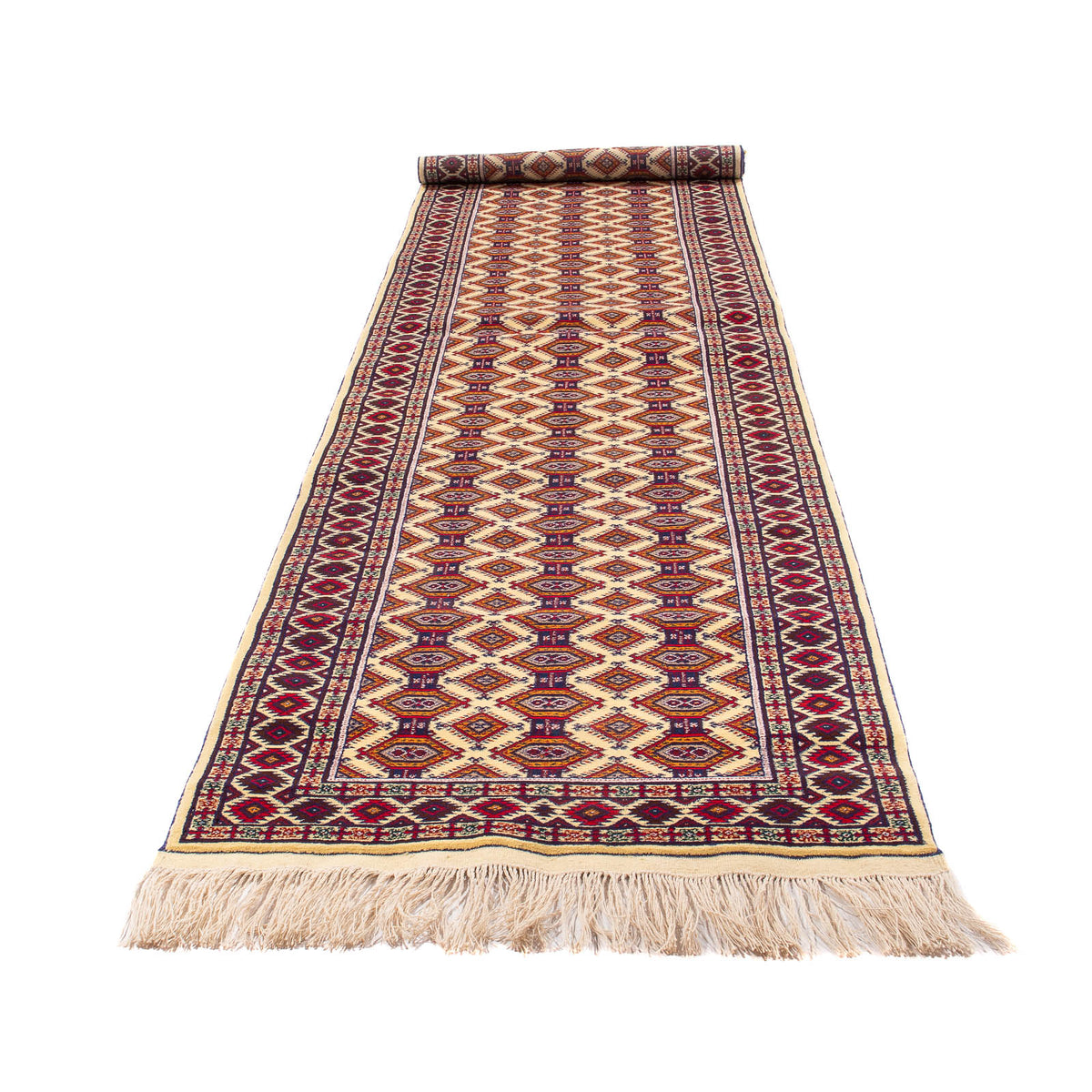 Tapis de couloir Tapis afghan - 390 x 90 cm - beige