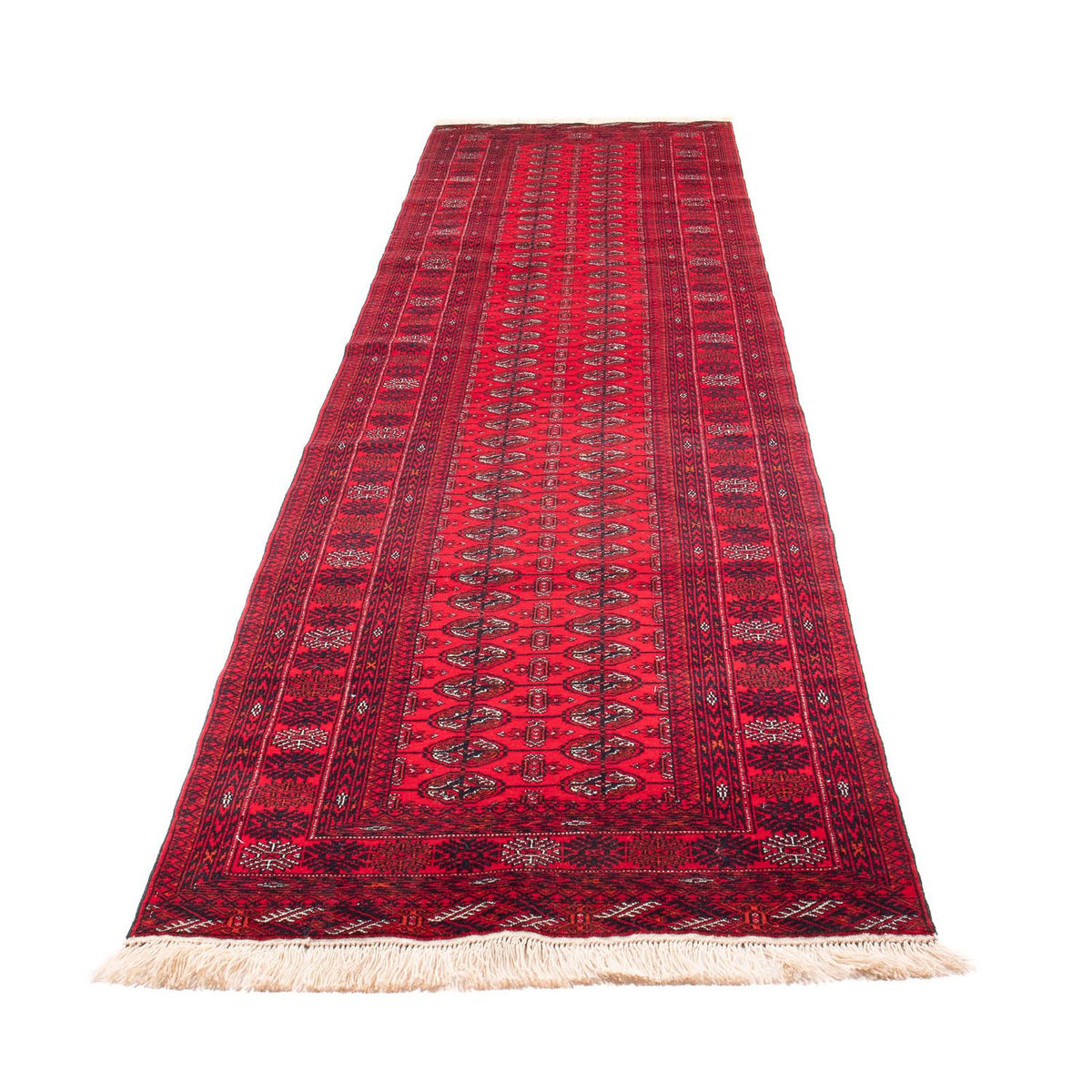 Tapis de couloir Tapis afghan - Boukhara - 380 x 90 cm - rouge