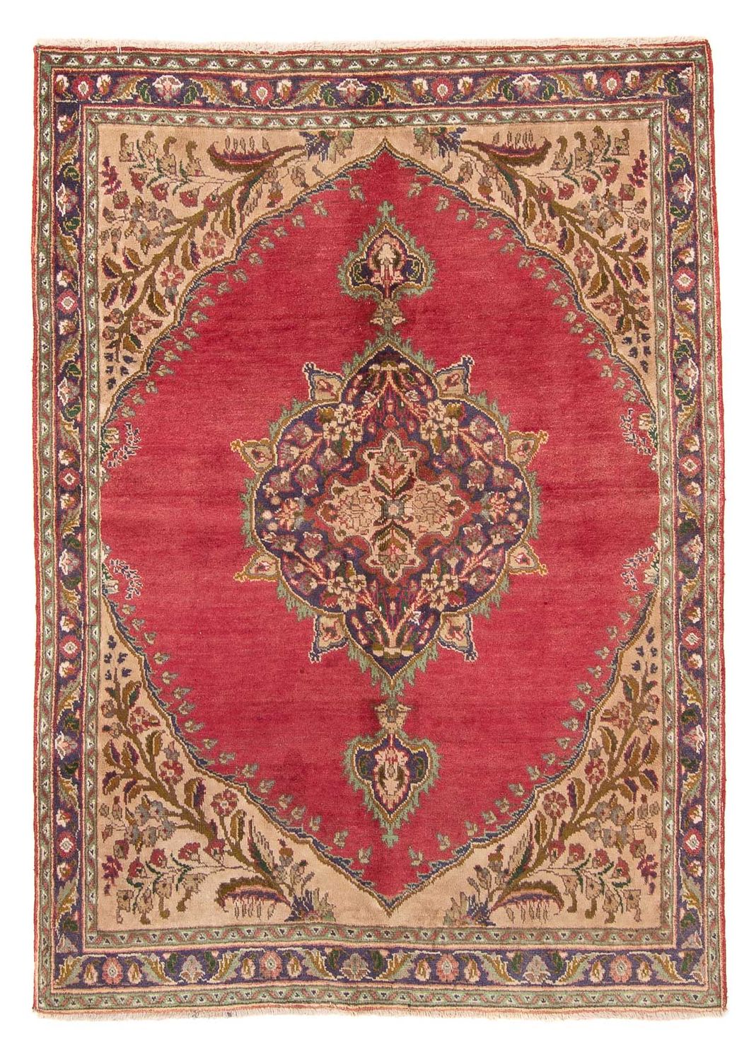 Tapis persan - Tabriz - 203 x 145 cm - rouge
