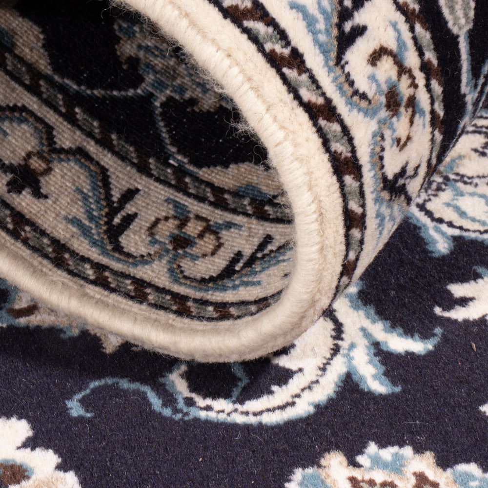 Tapis persan - Nain - 130 x 70 cm - bleu foncé