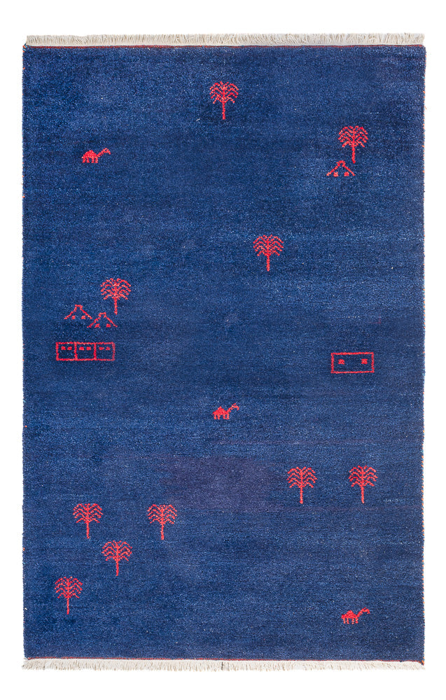 Tapis Gabbeh - Indus - 180 x 120 cm - bleu foncé