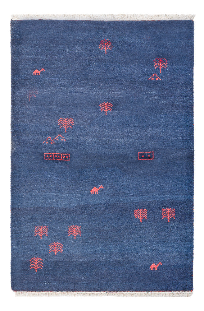 Tapis Gabbeh - Indus - 180 x 120 cm - bleu foncé