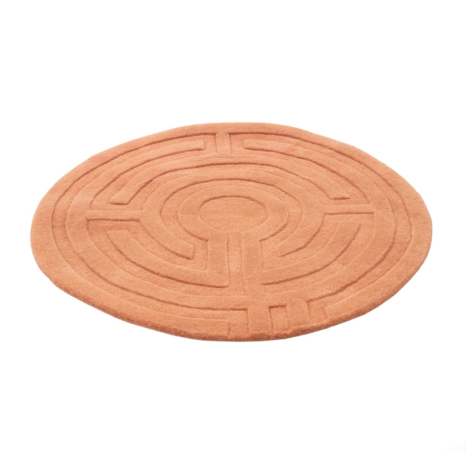 Tapis en laine ronde  - 80 x 80 cm - saumon