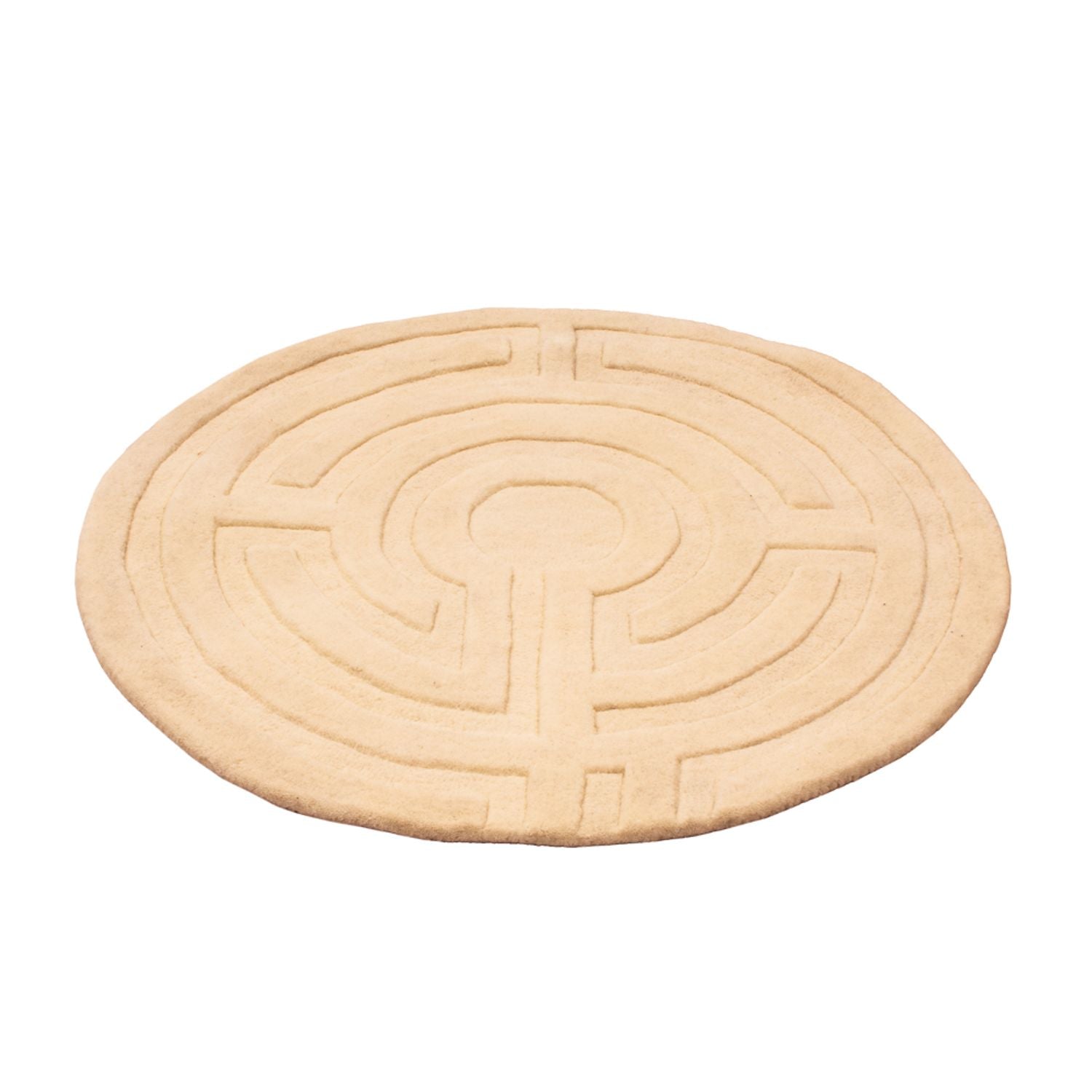 Tapis en laine ronde  - 80 x 80 cm - beige