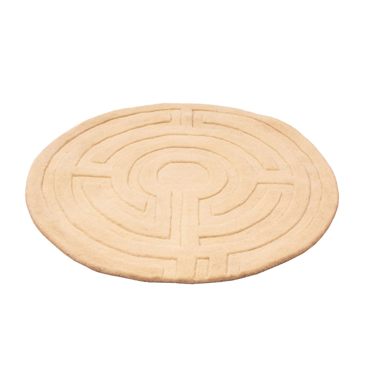 Tapis en laine ronde  - 80 x 80 cm - beige