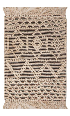 Tapis en laine - 58 x 46 cm - noir et blanc