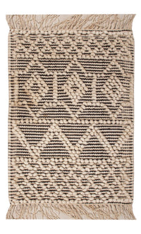 Tapis en laine - 58 x 46 cm - noir et blanc