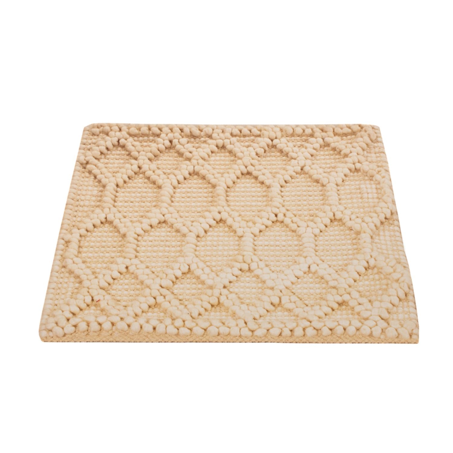 Tapis en laine carré  - 48 x 42 cm - beige