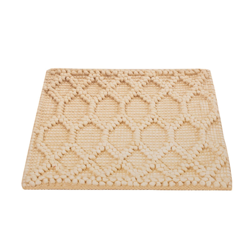 Tapis en laine carré  - 48 x 42 cm - beige