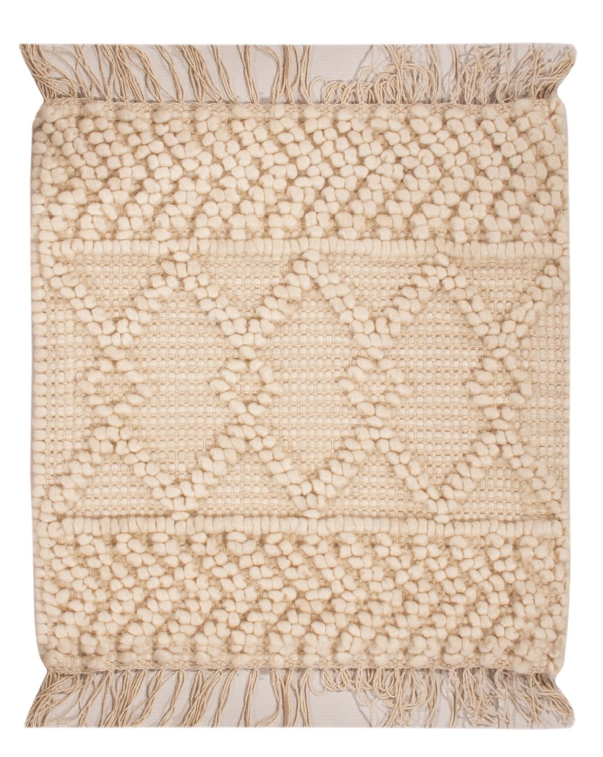 Tapis en laine carré  - 48 x 46 cm - crème
