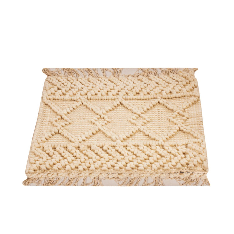 Tapis en laine carré  - 48 x 46 cm - crème