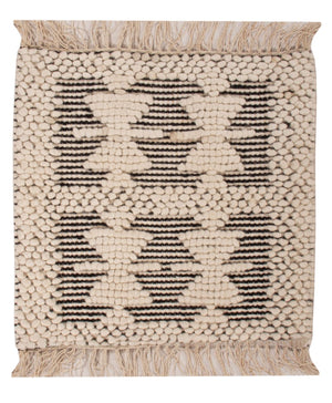 Tapis en laine carré  - 49 x 46 cm - noir et blanc
