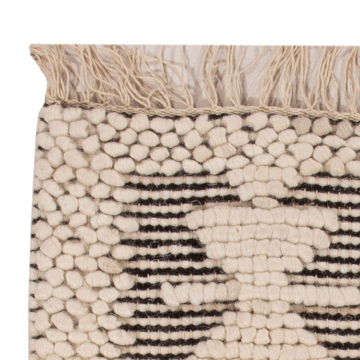 Tapis en laine carré  - 49 x 46 cm - noir et blanc