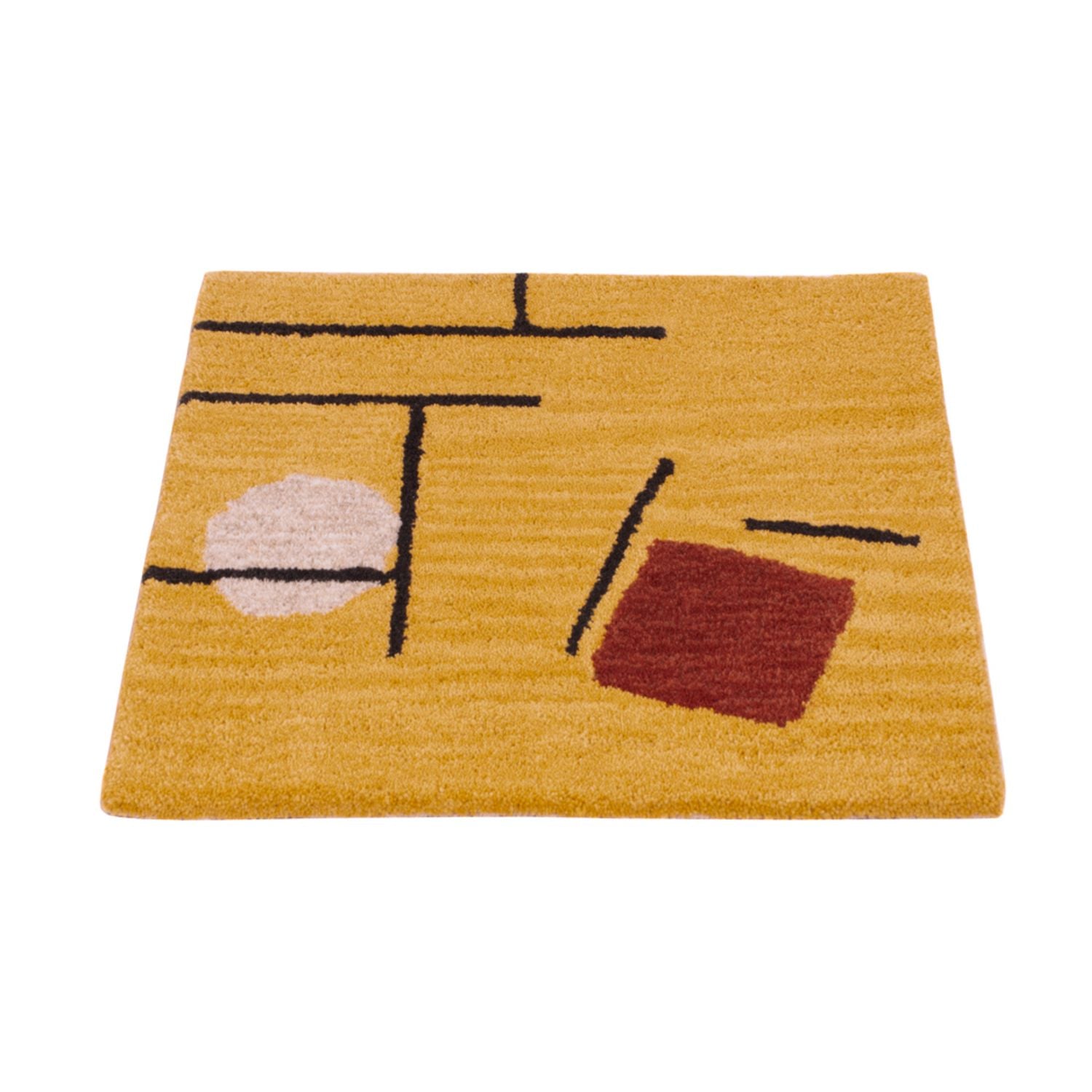 Tapis en laine carré  - 47 x 47 cm - or