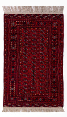 Tapis afghan - Boukhara - 209 x 132 cm - rouge foncé