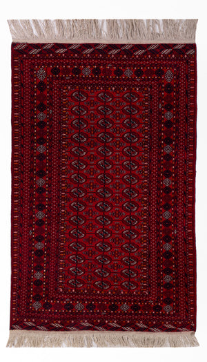Tapis afghan - Boukhara - 209 x 132 cm - rouge foncé