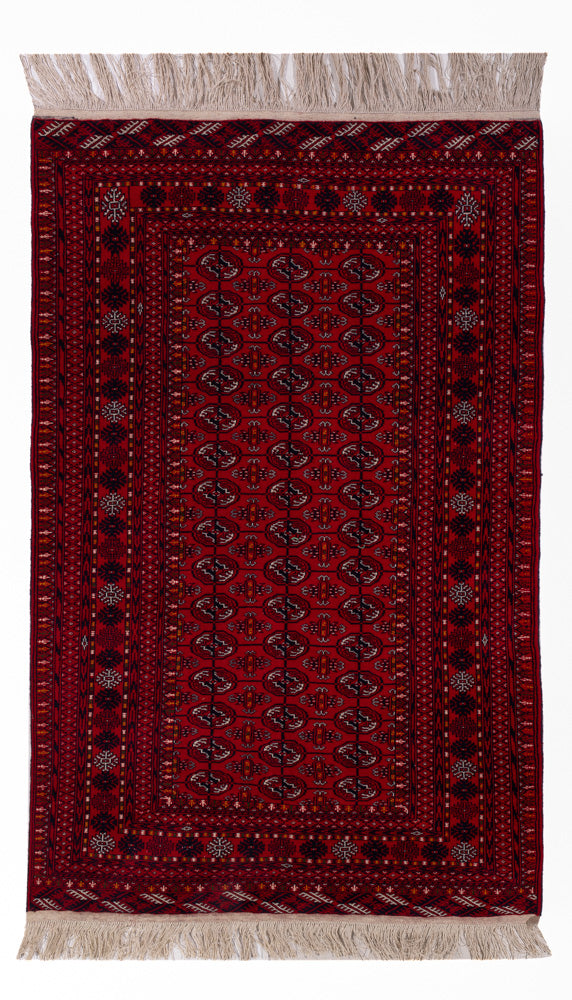 Tapis afghan - Boukhara - 209 x 132 cm - rouge foncé